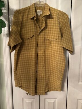 Cabela's Green/Mustard Plaid Short-Sleeve Button-Down Shirt